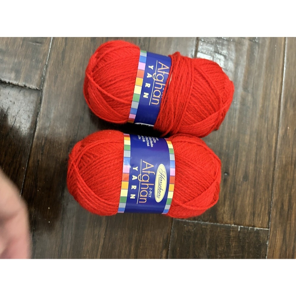 2 Skeins Herrscheners 2 Ply Afghan Acrylic Yarn Red 56g Color 0002